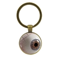 Porte-clés bronze vintage avec motif œil réaliste sous cabochon en verre bombé - Bronze Antique