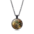 Collier pendentif steampunk avec cadre en métal noir et motif d'engrenage vintage - Style Engrenage Numérique (XSWX6961-1)