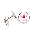 Gemelli in argento con nastro rosa e scritte Together For A Cure per camicia - Stile Insieme Per Una Cura (XSWX6784-2)