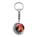 Porte-clés lune rotatif vintage avec pendentif en verre tête de cheval sur blanc - Xswx7171-3