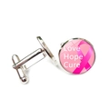 Gemelli d'argento con nastro rosa Love Hope Cure per la sensibilizzazione al cancro al seno - Stile Amore Speranza Cura (XSWX6784-3)