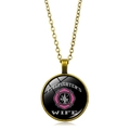 Collana in bronzo antico con ciondolo in vetro Firefighter's Wife ed emblema rosa - Bronzo Antico-8 (FIREFIGHTER'S WIFE)