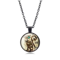 Collier steampunk avec pendentif rond en verre et motif de chat à engrenages mécaniques - Style Chat Pièces Complexes (XSWX6961-12)