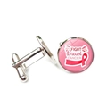 Manschettenknöpfe mit rosa Schleife zur Brustkrebsvorsorge mit Silberpolitur - Krebs Bekämpfen Stil (XSWX6784-7)