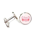 Silberne Manschettenknöpfe mit rosa Schleife für Brustkrebs Bewusstsein Kampagne - Bewusstsein Stil (XSWX6784-8)