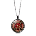 Silver firefighter Maltese Cross pendant necklace featuring red fire rescue emblem - Silver-1 (FIRE RESCUE)