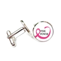 Silberne Manschettenknöpfe mit rosa Schleife und Pink Power Text für Brustkrebs-Bewusstsein - Rosa Kraft Stil (XSWX6784-19)