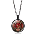 Fire Rescue medal pendant necklace with black chain and courage honor badge design - Black-1 (FIRE RESCUE)
