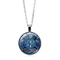 Silver firefighter Maltese cross pendant necklace with blue lightning pattern on white background - Silver-3 (FIRE FIGHTER Blue)