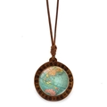 Colgante vintage mapa del mundo en madera con cordón marrón y marco de madera espiral - Mapa Parcial de Sudeste Asiático y Australia (XSWX7208-2)
