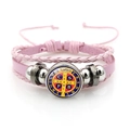 Detail of pink multilayer leather bracelet with St. Benedict Medal and metallic beads - Vintage Saint Benedict Leather Style (Pink XSWX7252-11)