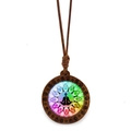 Mandala lotus flower pendant necklace with 7 chakra meditation yoga silhouette - Seven Chakras Meditation Style (XSWX7244-4)
