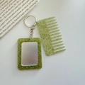 Macro di un mini set portachiavi con pettine e specchio verde glitterato elegante - 2# Brillantini Verdi