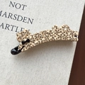 Leopard pattern cat-shaped banana hair clip with a black bow in French retro style - Spotted Leopard