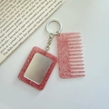 Set portachiavi con mini pettine e specchio glitter rosa per accessori da borsa - 4# Brillantini Rosa