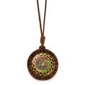 Collier pendentif vintage en bois avec design mandala coloré fleur de vie - Style Fleur de Vie (XSWX7241-6)