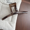 Macro detail of large tortoiseshell resin hair claw clip with strong metal spring mechanism - 13# T-Shape Style (13cm)