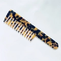 Classic tortoise shell acetate wide-tooth comb for detangling hair without static - Leopard Print