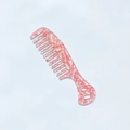 Pink and white marble acetate wide-tooth hair comb with ergonomic cutout handle - Dusky Pink