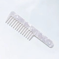 Long handle wide tooth comb in light purple and white marble acetate finish - Jade White