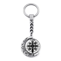 Sint-Benedictus sleutelhanger met roterende penning en holle halve maan hanger - Sikkelvorm Roterende Penning Stijl (XSWX7260-4)