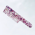 Retro acetate wide-tooth hair comb with elegant purple marble pattern for curly hair - Purple White
