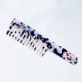 Acetate wide-tooth hair comb with black white pink marble pattern and long handle - Light Leopard
