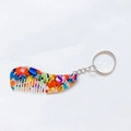 Mini porte-clés peigne en acétate avec motifs marbrés multicolores et anneau en argent fini - Arc-en-ciel