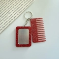 Sparkling red glitter mini comb and mirror keychain accessory for bag decoration - 5# Red Glitter