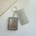 Sparkly silver rectangle glitter keychain set with mirror and comb bag accessories - 6# Gray Glitter