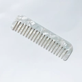 Macro detail of wide-tooth hair comb featuring elegant white and grey marble texture - Silver Gray