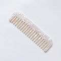 Creamy marble acetate wide-tooth comb for wavy hair with premium pearlescent finish - White