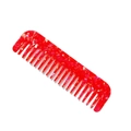 Wide-tooth acetate hair comb with red, white, and pink marble texture on white background - Red