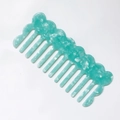 Pettine a denti larghi in acetato marmorizzato verde menta e bianco con bordo a onde - Blu