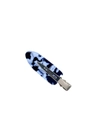 Eleganter Haarclip aus Essigsäure mit blau-weißem Marmormuster und Silbermetall-Basis - Schwarz Weiß