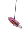 Rosafarbene Haarspange mit Marmortextur aus Acetat und silbernem Metallclip auf weiß - Rosa
