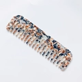 Tortoiseshell acetate wide-tooth hair comb with cream and brown marble texture - Creamy White