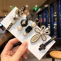 Elegantes 4-teiliges Perlen- und Gold-Haarspangen-Set mit Bären- und Bienenmotiven - Bär-Stil