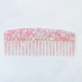 Pink and white marble acetate hair comb with anti-static design for hair styling - Pink White