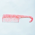 Breitzackiger Acetat-Kamm mit pink-weißem Marmormuster und Haken zum Haarstyling - Rosa