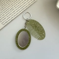 Sparkly olive green portable mirror and comb set with glitter finish for bag charms - Glitter Green