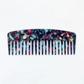 Chic multi-color mosaic acetate wide-tooth hair comb with anti-static styling design - Blue Multicolor
