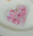 Pink glitter heart hair clip made of acetate with iridescent seashell shimmer effect - Pink