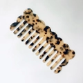 Portable acetate hair comb with classic yellow and dark brown tortoise shell pattern - Creamy White