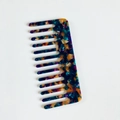 Pettine per capelli a denti larghi in acetato con motivo floreale a mosaico viola e blu - Scuro Floreale