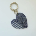 Porte-clés peigne en forme de cœur bleu scintillant avec paillettes et fermoir métal - Pendentif Peigne Cœur / Paillettes Bleues