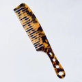 Vintage tortoiseshell acetate hair comb with marble leopard pattern and long handle design - Acetate 3mm Thickness / Leopard Print