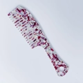 Retro tortoise shell wide-tooth hair comb with red and purple marble acetate texture - Purple White