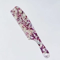 Acetate hair comb with purple and beige marble pattern and round hollow handle - Acetate 3mm Thickness / Purple White