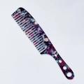 Colorful marble pattern acetate hair comb with wide teeth and ergonomic purple handle - Acetate 3mm Thickness / Navy Blue